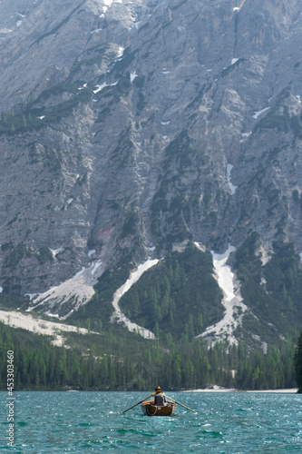 Lago di Braies Dolomites mountains, Sudtirol, Italy photo