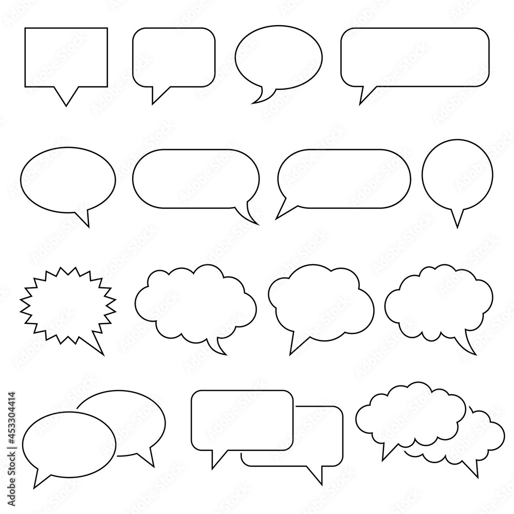 A collection of vector illustrations of blank chat bubbles. Suitable for design elements of dialogue, communication, and comic text templates. A collection of vector illustrations of blank chat bubbles. Suitable for design elements of dialogue, communication, and comic text templates.