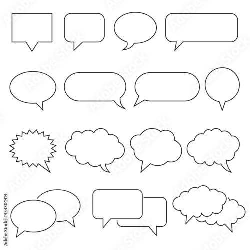 A collection of vector illustrations of blank chat bubbles. Suitable for design elements of dialogue, communication, and comic text templates.