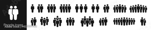 Set of People. Collection web icons people. Silhouettes business people  teamwork  team  group  black color. Vector illustration.