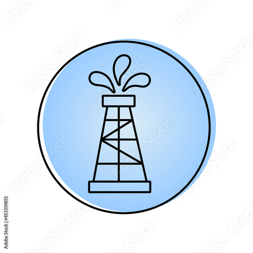 Simple icon Oil rig, installation, blue and white background. Oil Industry. Detailed logo petroleum. Signs and symbols for websites, web page, mobile app. Vector illustration