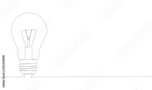 single continuous one line drawing of light bulb. Drawing by hand