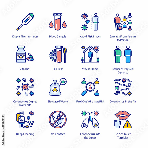 COVID Protection Measures Filled Icons - Stroked, Vectors