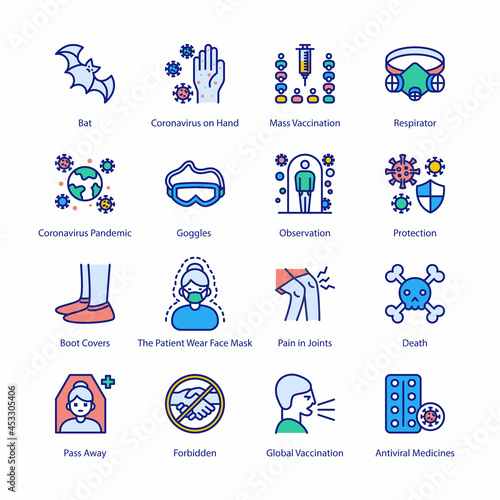 COVID Protection Measures Filled Icons - Stroked, Vectors