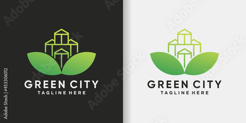 Green city logo design template with creative modern concept