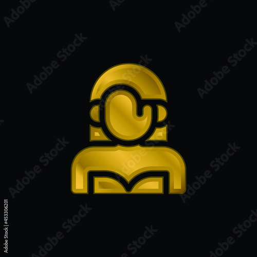 Actress gold plated metalic icon or logo vector