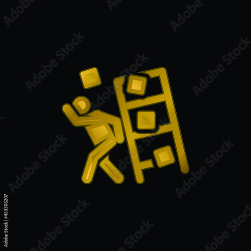 Accident gold plated metalic icon or logo vector