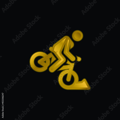 Accident gold plated metalic icon or logo vector