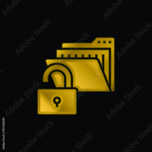 Access gold plated metalic icon or logo vector