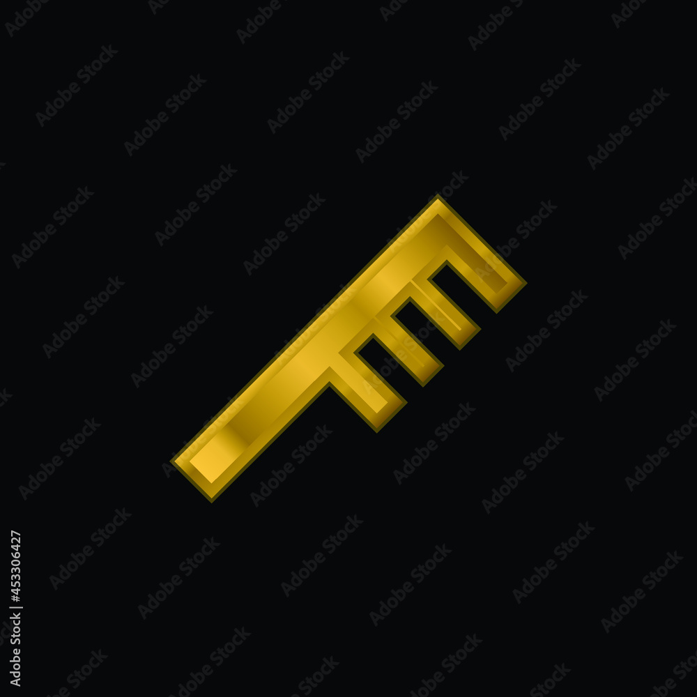 Angular Comb gold plated metalic icon or logo vector Angular Comb gold plated metalic icon or logo vector