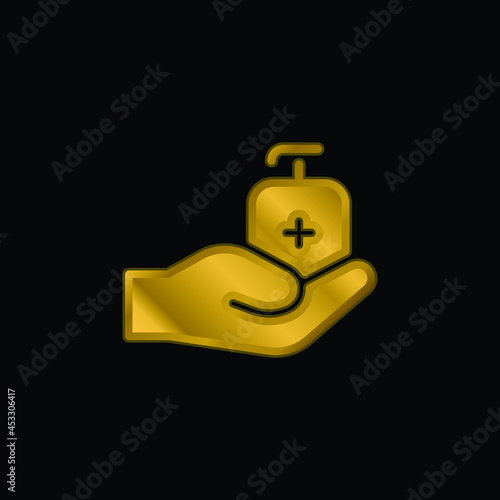 Antiseptic gold plated metalic icon or logo vector