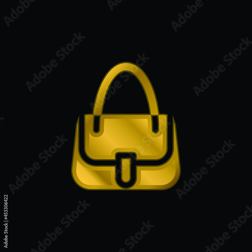 Bag gold plated metalic icon or logo vector