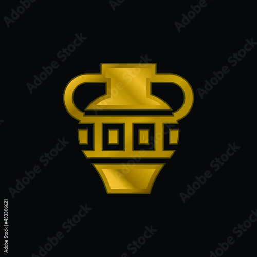 Amphora gold plated metalic icon or logo vector