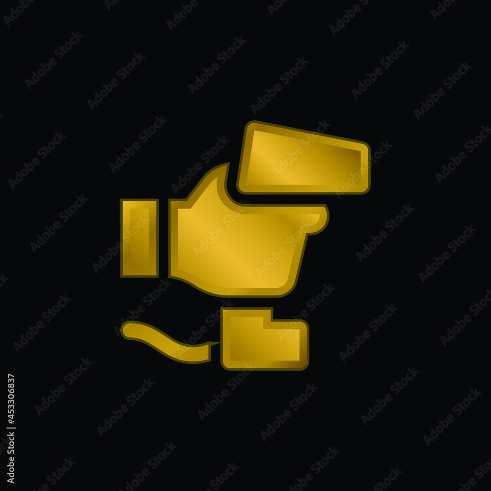 Bar Code Scanner gold plated metalic icon or logo vector