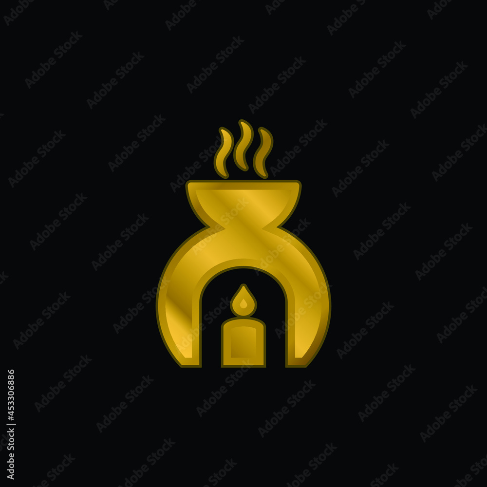 Aromatherapy gold plated metalic icon or logo vector Aromatherapy gold plated metalic icon or logo vector