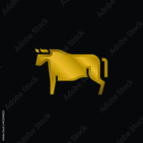 Beef gold plated metalic icon or logo vector