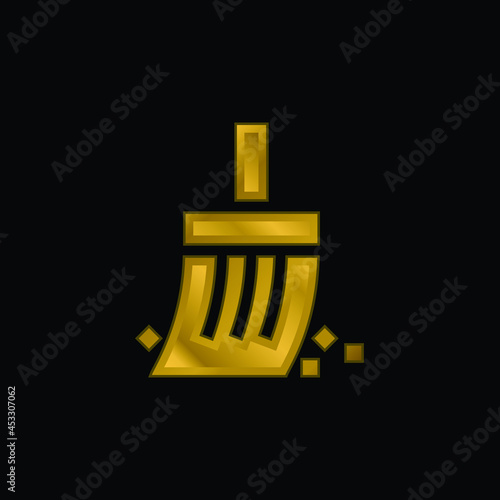 Archeology gold plated metalic icon or logo vector
