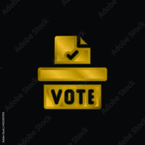 Ballot Box gold plated metalic icon or logo vector