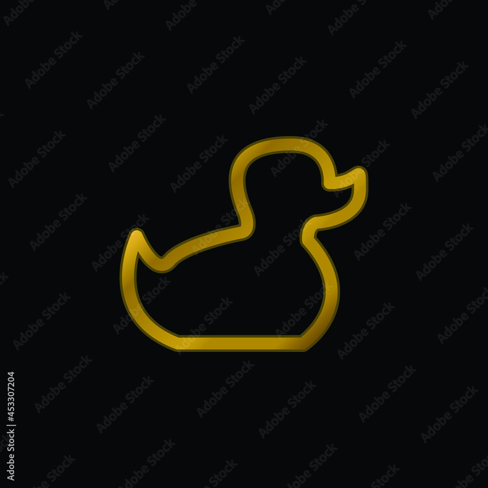Baby Duck Toy Outline gold plated metalic icon or logo vector Baby Duck Toy Outline gold plated metalic icon or logo vector