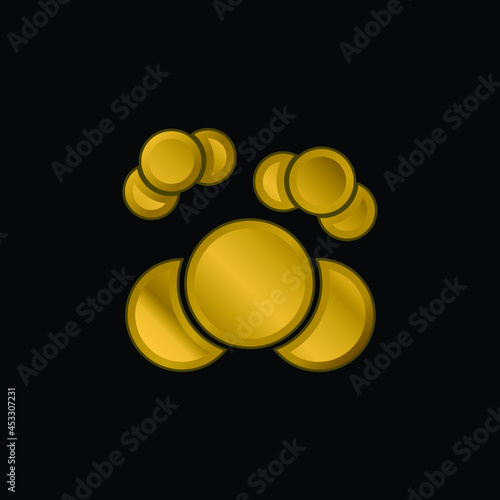Atoms gold plated metalic icon or logo vector