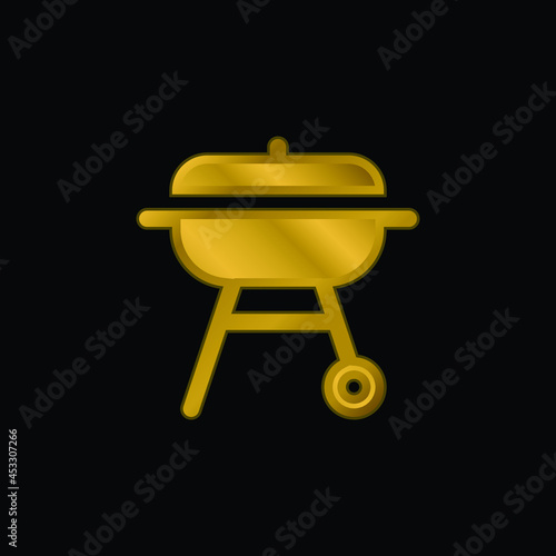 Barbacue gold plated metalic icon or logo vector