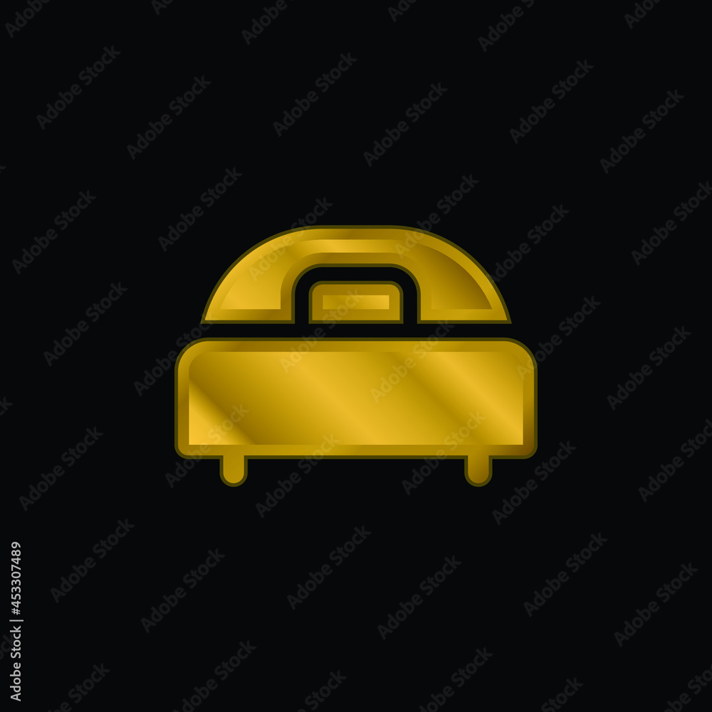 Bed gold plated metalic icon or logo vector