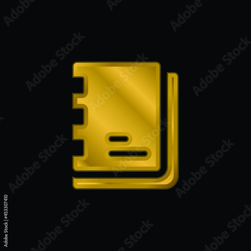 Artist Sketchbook gold plated metalic icon or logo vector