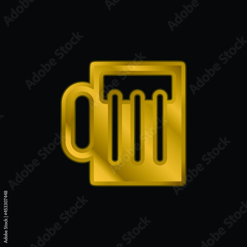 Beer Jar gold plated metalic icon or logo vector