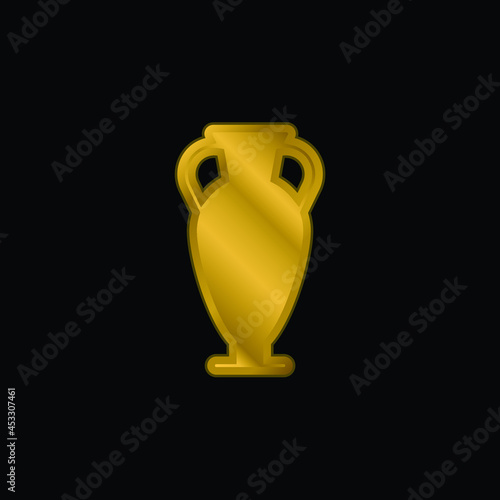 Amphora gold plated metalic icon or logo vector