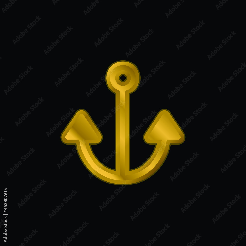 Anchor gold plated metalic icon or logo vector Anchor gold plated metalic icon or logo vector
