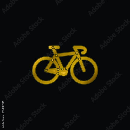 Bicycle gold plated metalic icon or logo vector