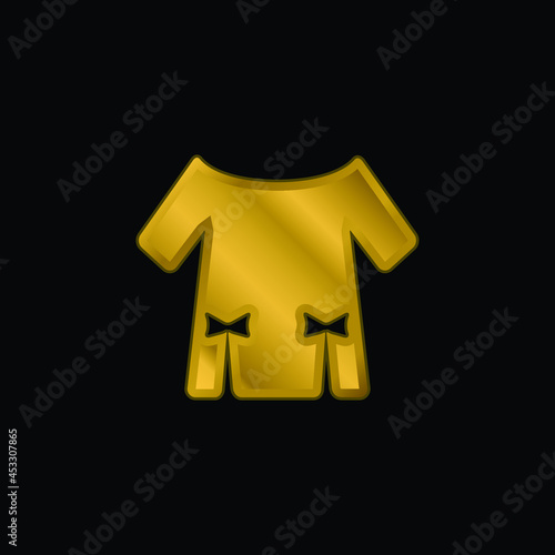Blouse With Two Ribbons gold plated metalic icon or logo vector