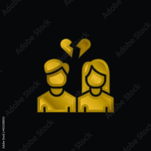 Break Up gold plated metalic icon or logo vector