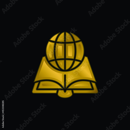 Book gold plated metalic icon or logo vector