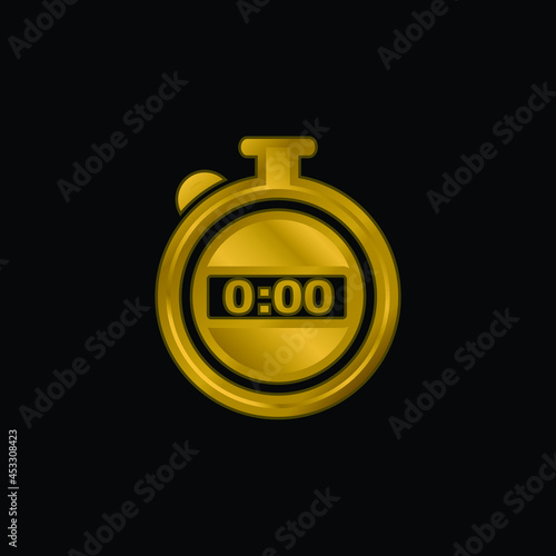 Black Stopwatch gold plated metalic icon or logo vector