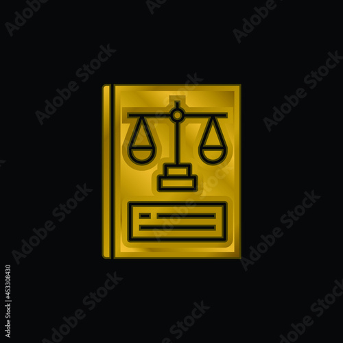 Book gold plated metalic icon or logo vector