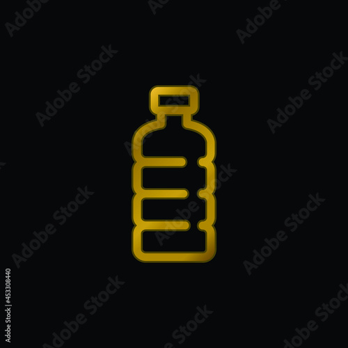 Bottle Of Water gold plated metalic icon or logo vector