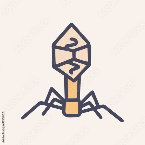 Bacteriophage virus color vector doodle icon design