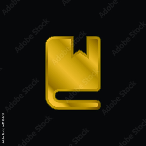 Book gold plated metalic icon or logo vector
