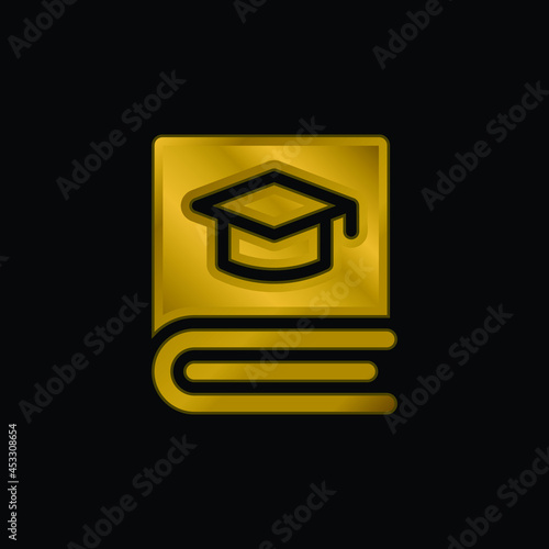 Book gold plated metalic icon or logo vector