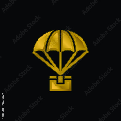 Box gold plated metalic icon or logo vector