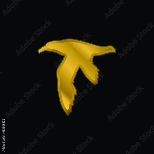 Bird Petrel Shape gold plated metalic icon or logo vector