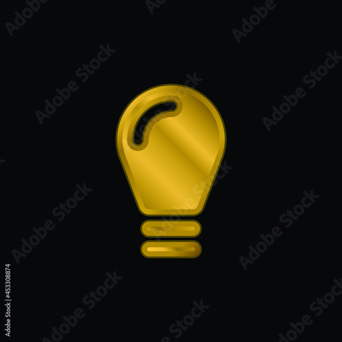 Black Lightbulb gold plated metalic icon or logo vector