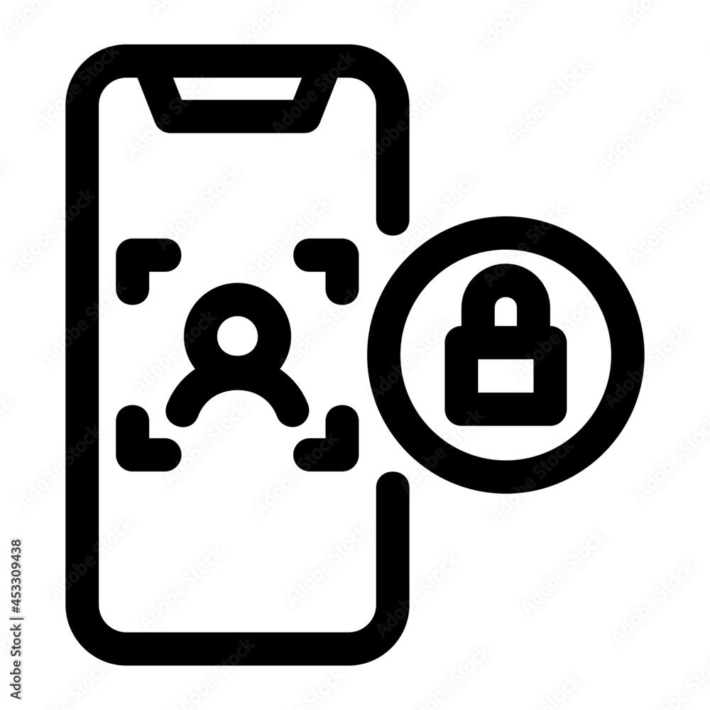 Face Recognition Line Icon Vector Face Recognition Line Icon Vector