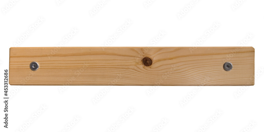 Wooden plaque. Aged wooden board, beam or bars on white background.