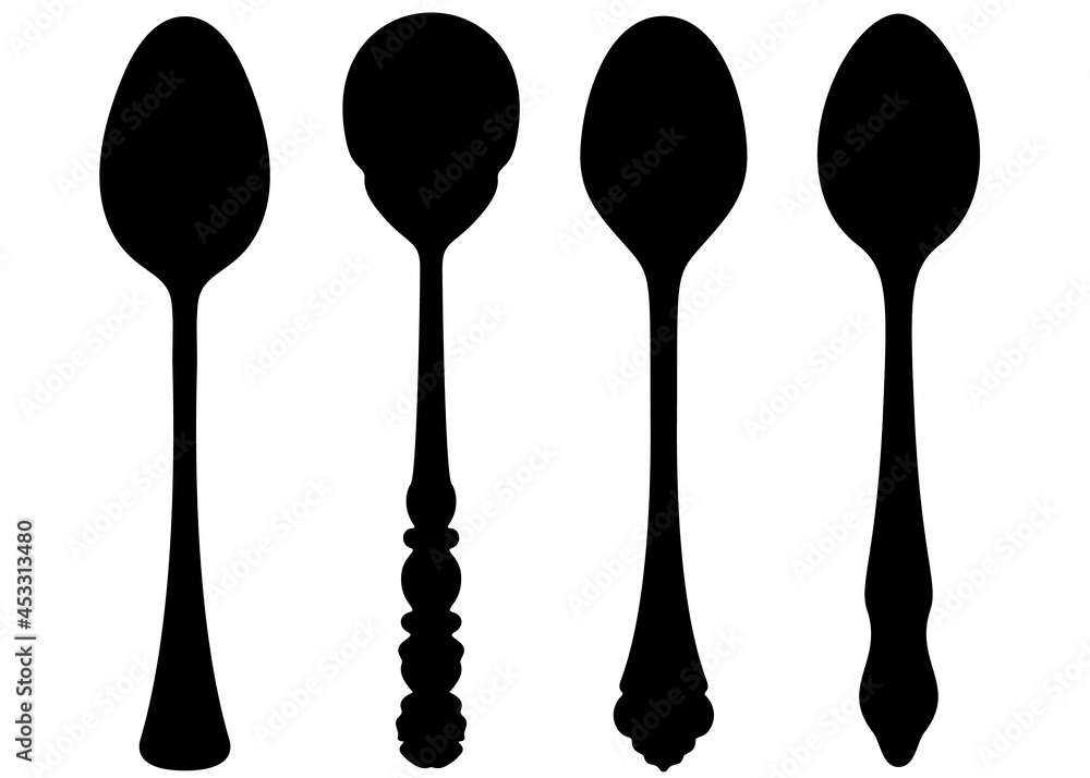 A set of beautiful spoons for lunch. Vector image. A set of beautiful spoons for lunch. Vector image.