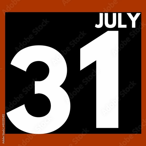 July 31 . Modern daily calendar icon .date ,day, month .calendar for the month of July