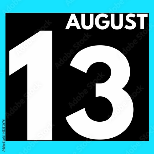 August 13 . Modern daily calendar icon .date ,day, month .calendar for the month of August