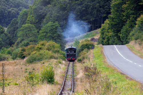 Old narrow train with tourists from Sovata resort - Romania
It transports passengers between the resort and Campul Cetatii village photo