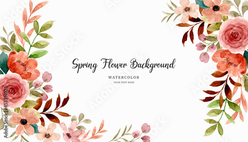 Spring flower background with watercolor